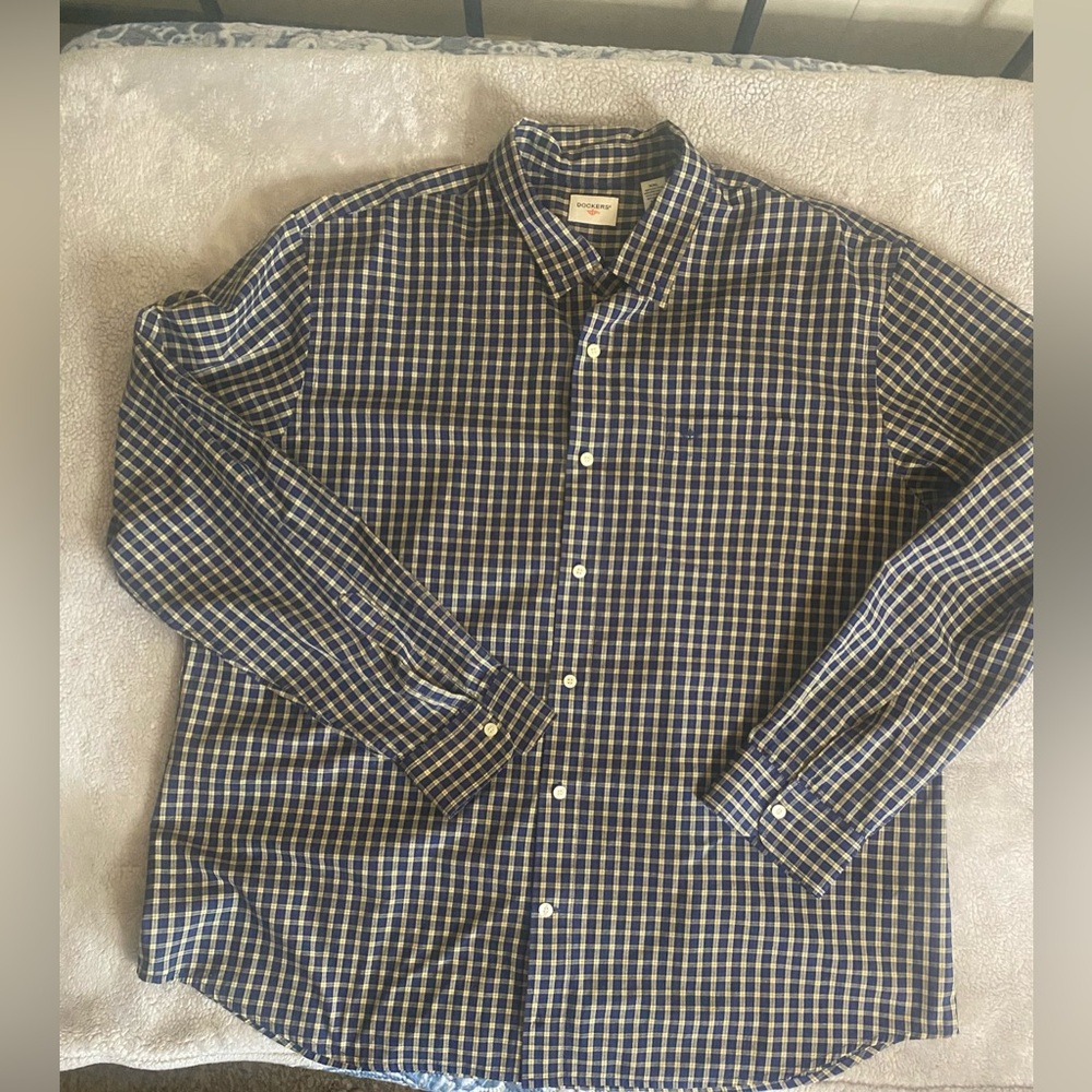 Men's Dockers Blue and beige Checkered Shirt. Sz XXL